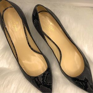 ‼️SALE‼️✨HP✨KATE SPADE Snakeskin Leather Pointed Toe Kitten Heel, Black, 11